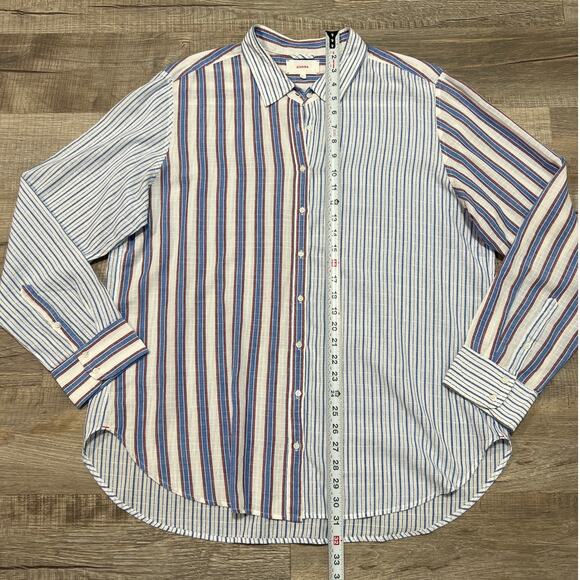 Xirena Button Up Long Sleeve Shirt XL Striped Oxford Lightweight Cotton Modern - Picture 6 of 7